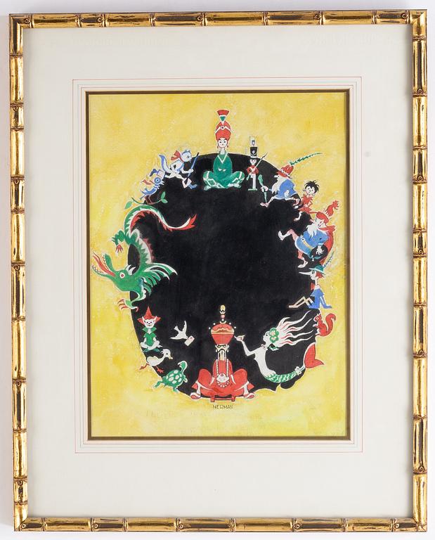 A signed mixed media by Einar Nerman.