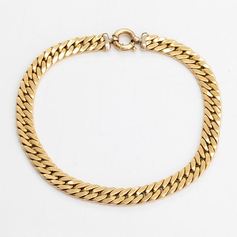 Halsband, pansarlänk, 18K guld, Italien.