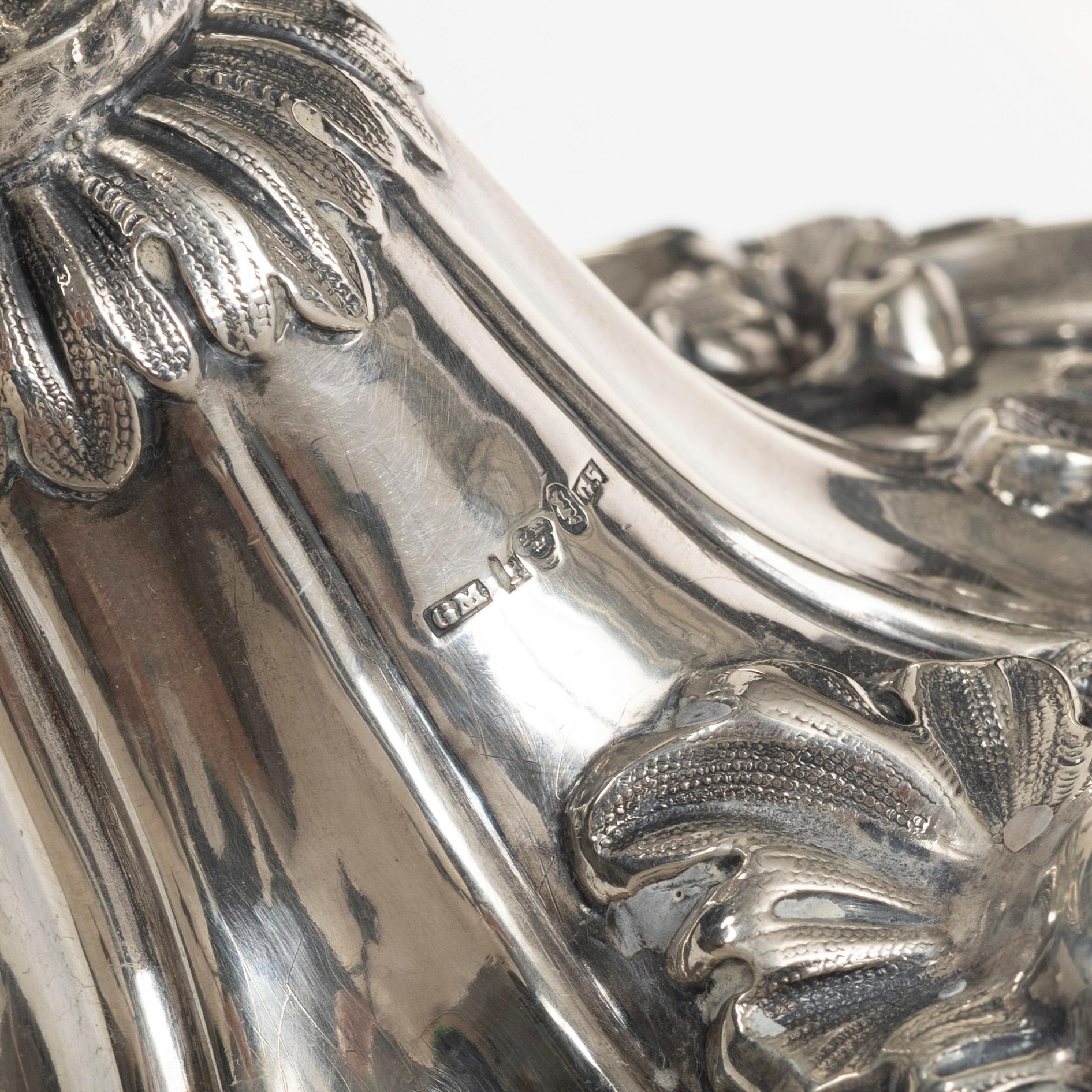 Gustaf Möllenborg, (Féron), ljusstakar, ett par, silver, nyrokoko, Stockholm 1861.