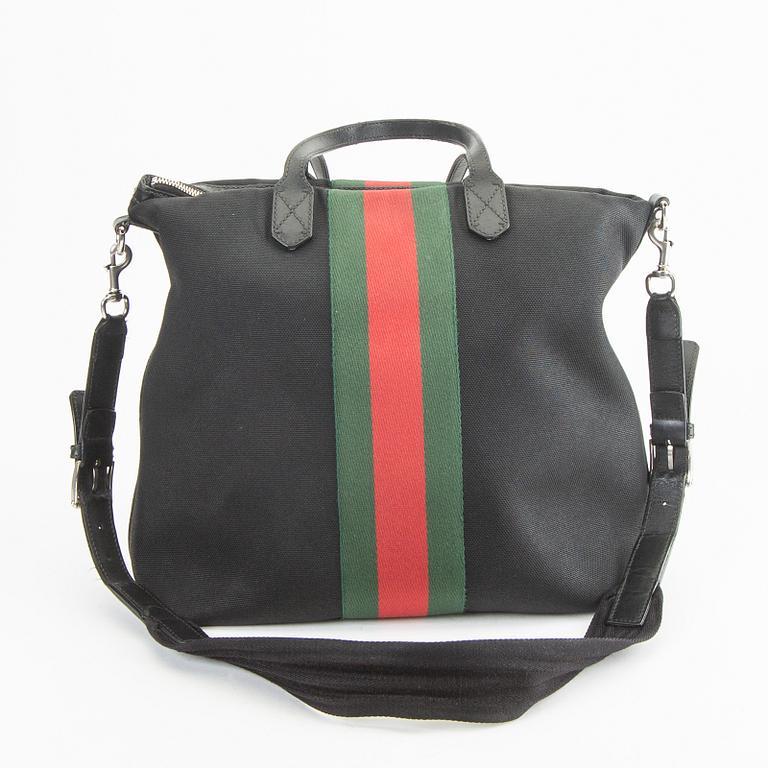 A Techno Web Stripe Canvas Tote  by Gucci.