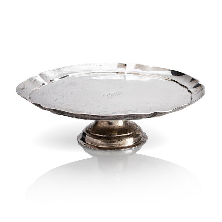 An 18th century silver tazza, mark of Johann Martin I Satzger, Augsburg 1747-1749.