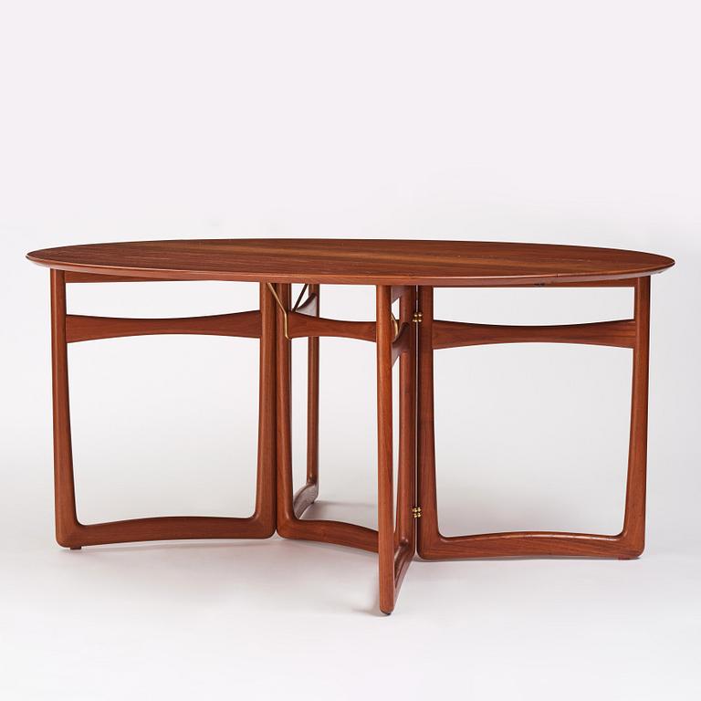 Peter Hvidt & Orla Mølgaard Nielsen, a teak gate leg dining table, France & Son, Denmark, 1950s-1960s.