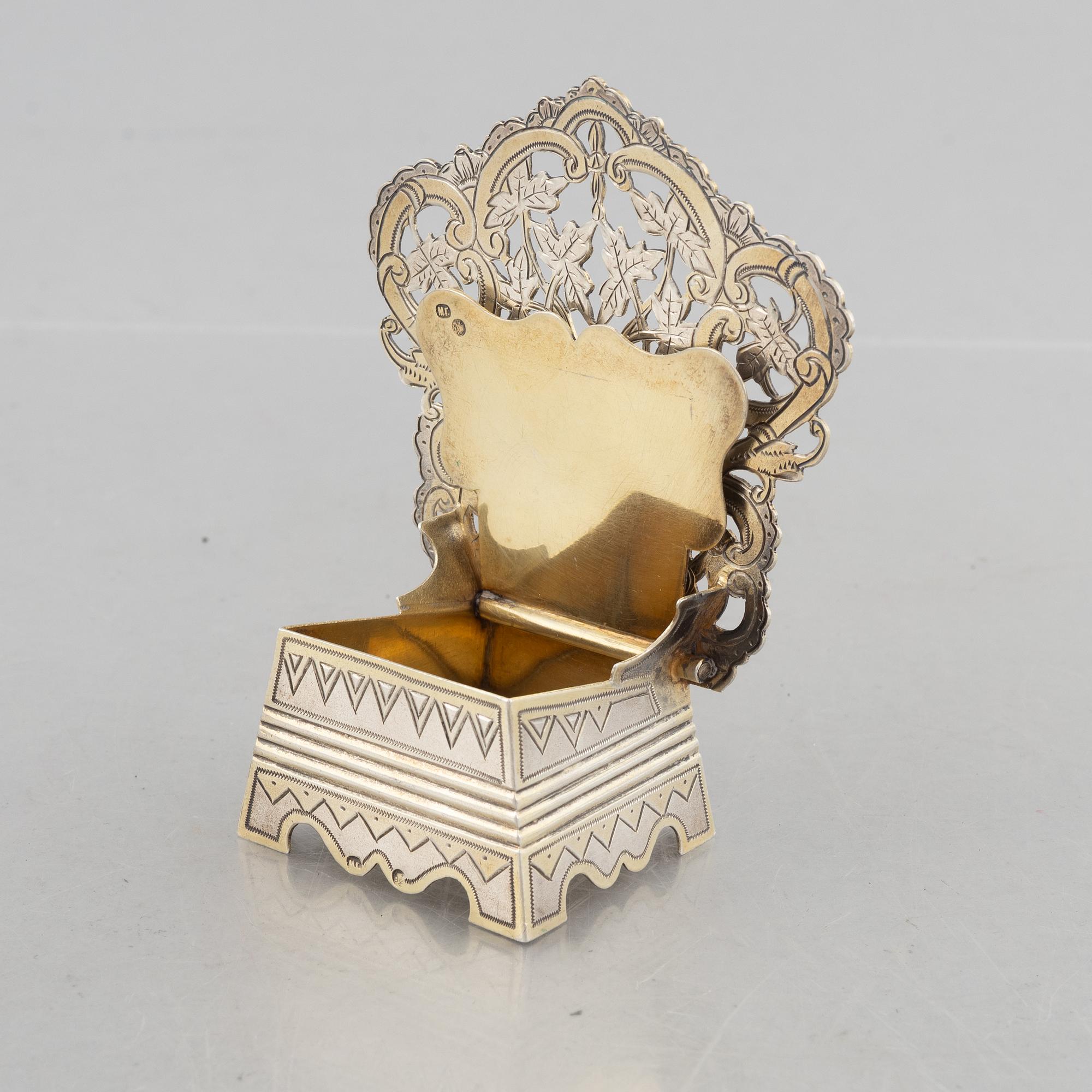 Saltstol, silver, kontrollmästarstämplar Ivan Lebedkin, Moskva, Ryssland 1898-1914.