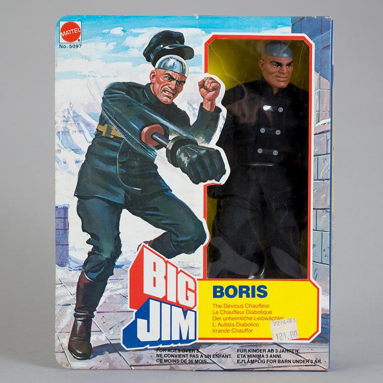 BIG JIM, Boris, Commando Jeff samt Star Kicker i förpackningar, Mattel, 1979-81.