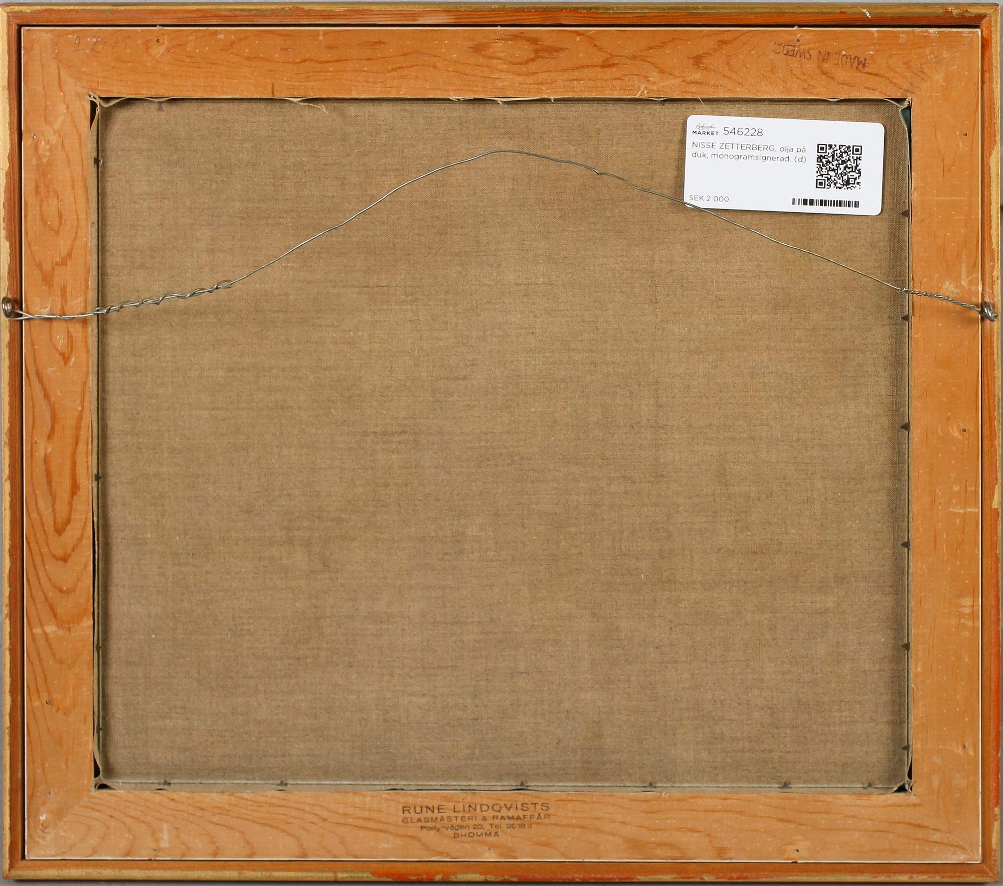 NISSE ZETTERBERG, olja på duk, monogramsignerad.