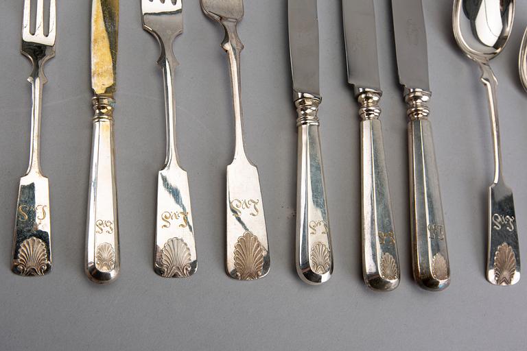 A Finnish 20th century set of 72 pcs of silver cutlery marks of Åbo different makers, total weight ca 2480 gr.