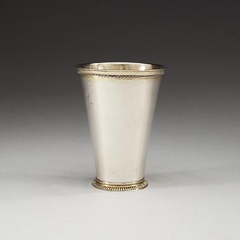 A Swedish parcel gilt beaker, makers mark of Johan Dragman, Arboga (1701-1746).