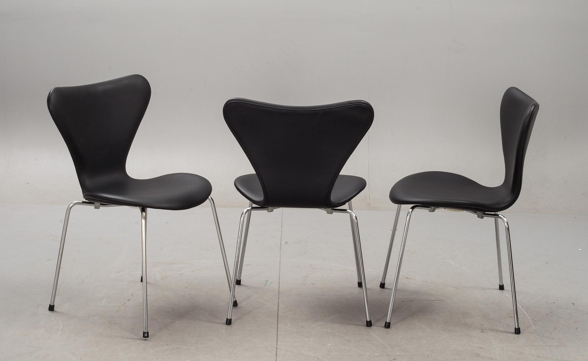 STOLAR, 6 st, "Sjuan", Arne Jacobsen, Fritz Hansen, Danmark.