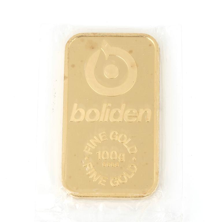GULDTACKA, 24K guld, Boliden. Vikt 100g.