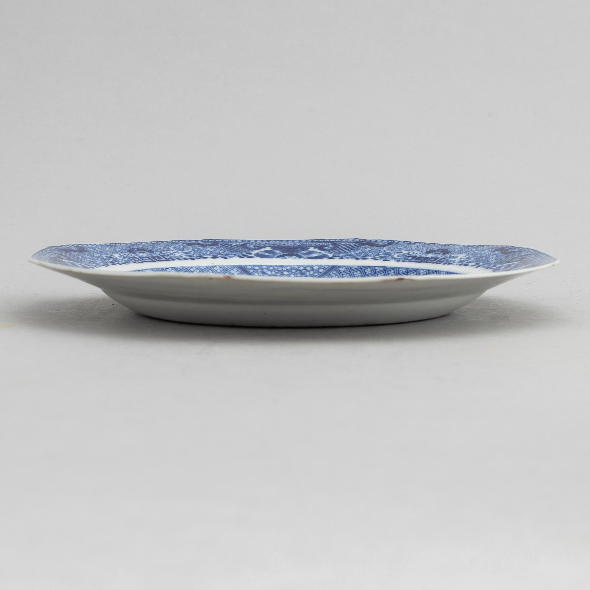 A set of four blue and white dishes, Qing dynasty, Qianlong (1736-95).