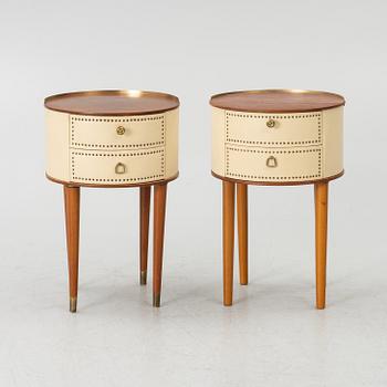 Bedside tables, a pair, Halvdan Pettersson’s furniture factory, Tibro, mid-20th century.