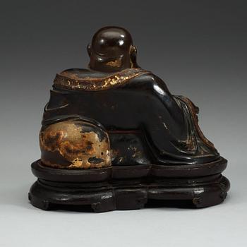 BUDAI, lackerad brons. Qing dynastin (1644-1912).