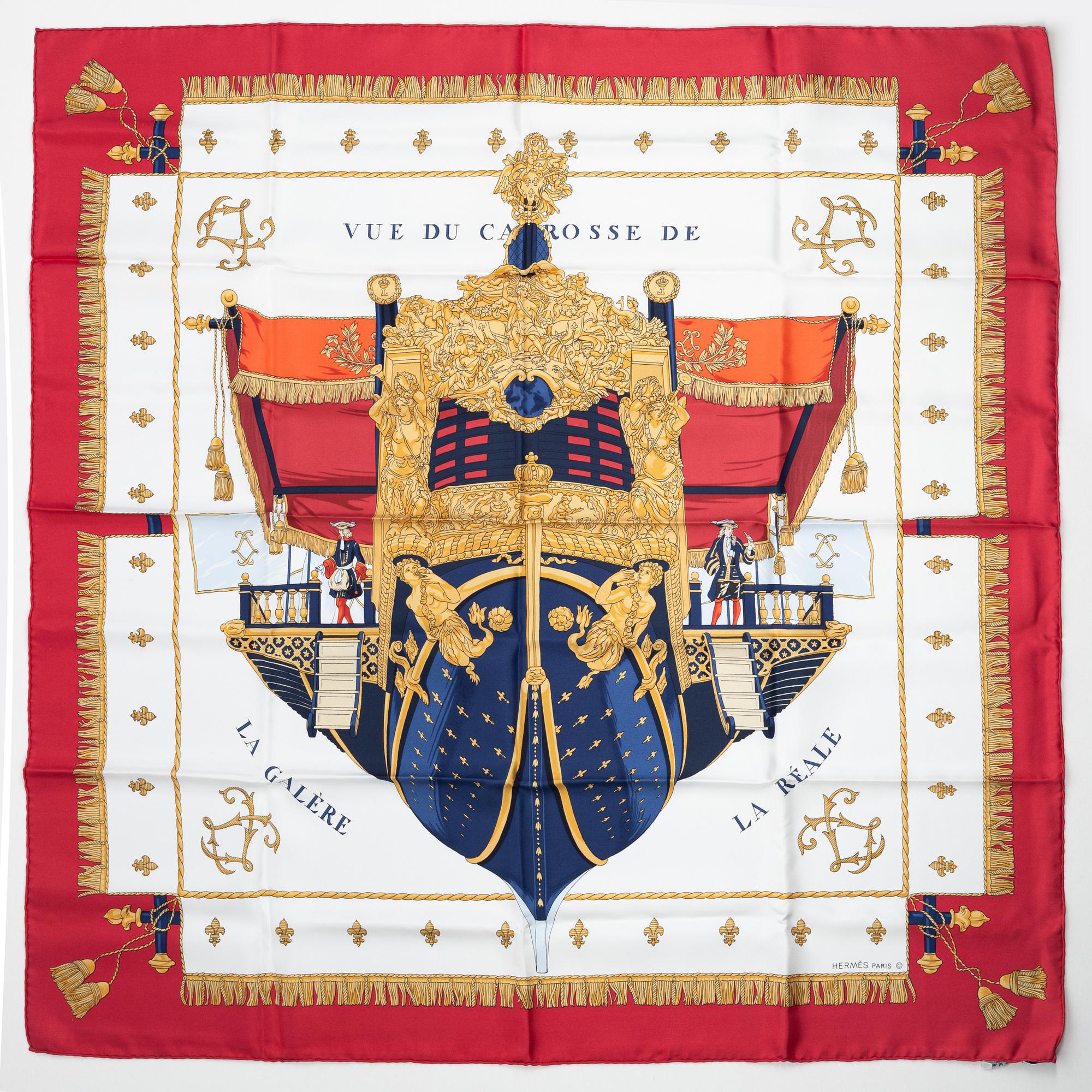 Hermès, scarf, "Vue du Carosse de la Galère La Réale".