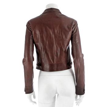 RALPH LAUREN, a brown lambskin leather jacket, size 6.