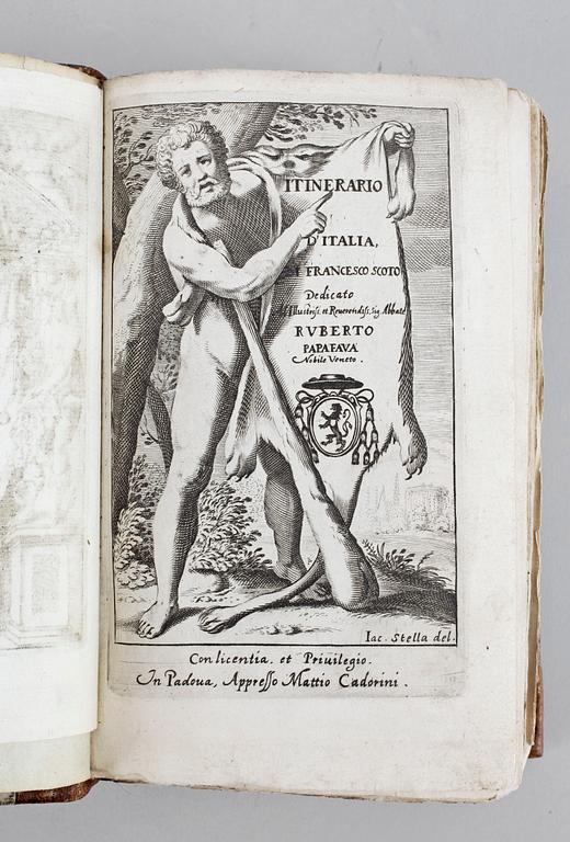 BOK, 3 vol i ett band, "Nuovo intinerario d´Italia di Franco Scoto", Padua 1654.