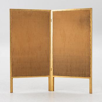A Louis XVI style folding screen, circa 1900, with fabric from the 18th century.