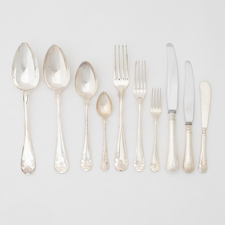 A 78-piece Swedish silver cutlery, including CG, Hallberg, Stockholm 1940.