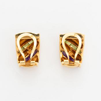 Octavio Sarda, Ring and earings, with brilliant-cut duamonds amethyst and peridot.