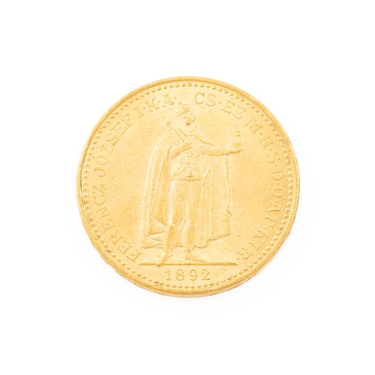 Gold coin, Hungary, 20 Korona, 1892.