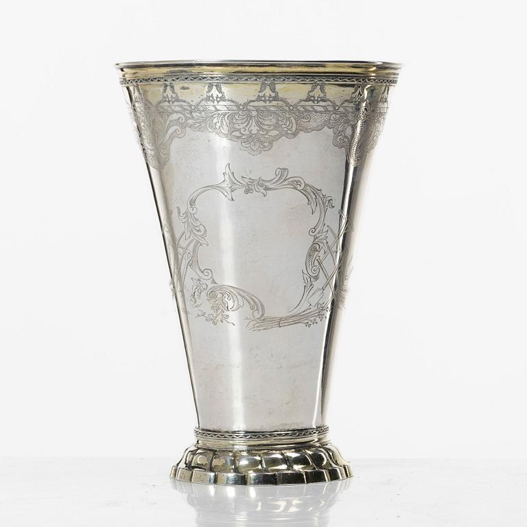 A Swedish parcel gilt silver beaker, mark of Lorens Stabeus, Stockholm 1753.