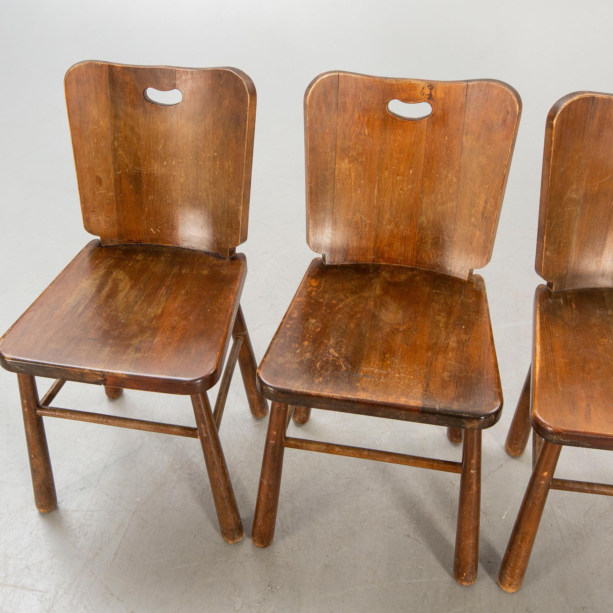 A five pcs pine 1950s dining set.