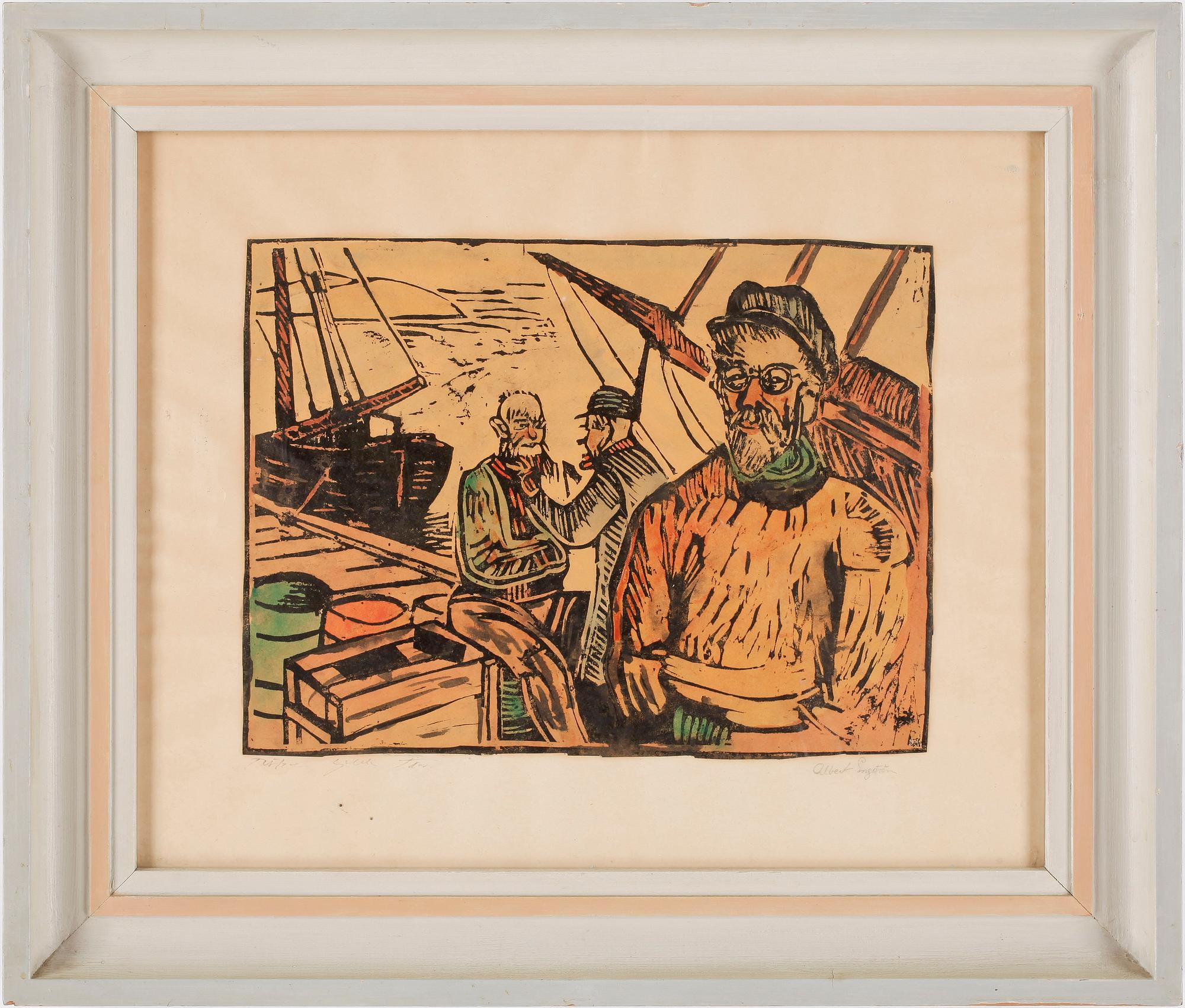 ALBERT ENGSTRÖM, träsnitt, signerad.
