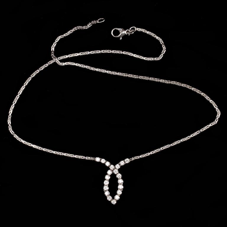 COLLIER, 18k vitguld med små diamanter tot ca 1 ct. Vikt 12 g.