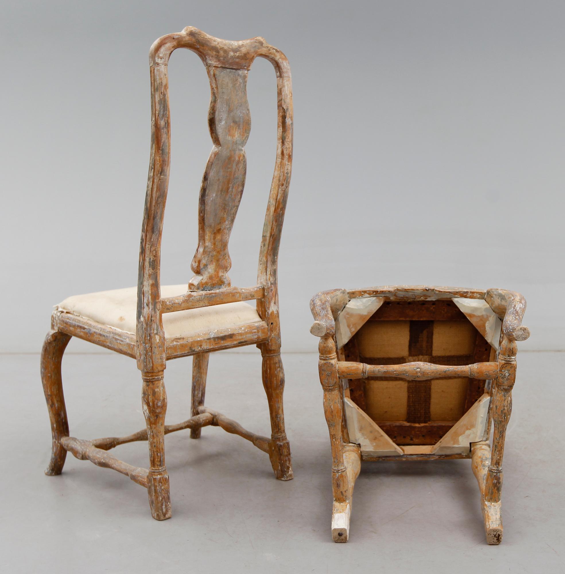 STOLAR, 1 par, senbarock 1700-tal.