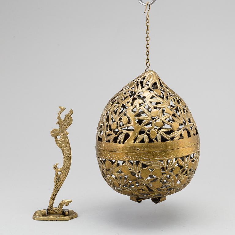 A Chinese bronze perfume ball, first half of the 20th century.