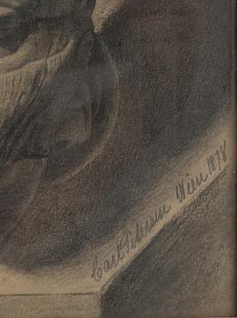 OKÄND KONSTNÄR, blyertsskiss. Bär otydlig signatur och datering Wien 1878.