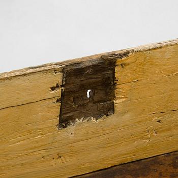A wooden storage chest dated year 1777.