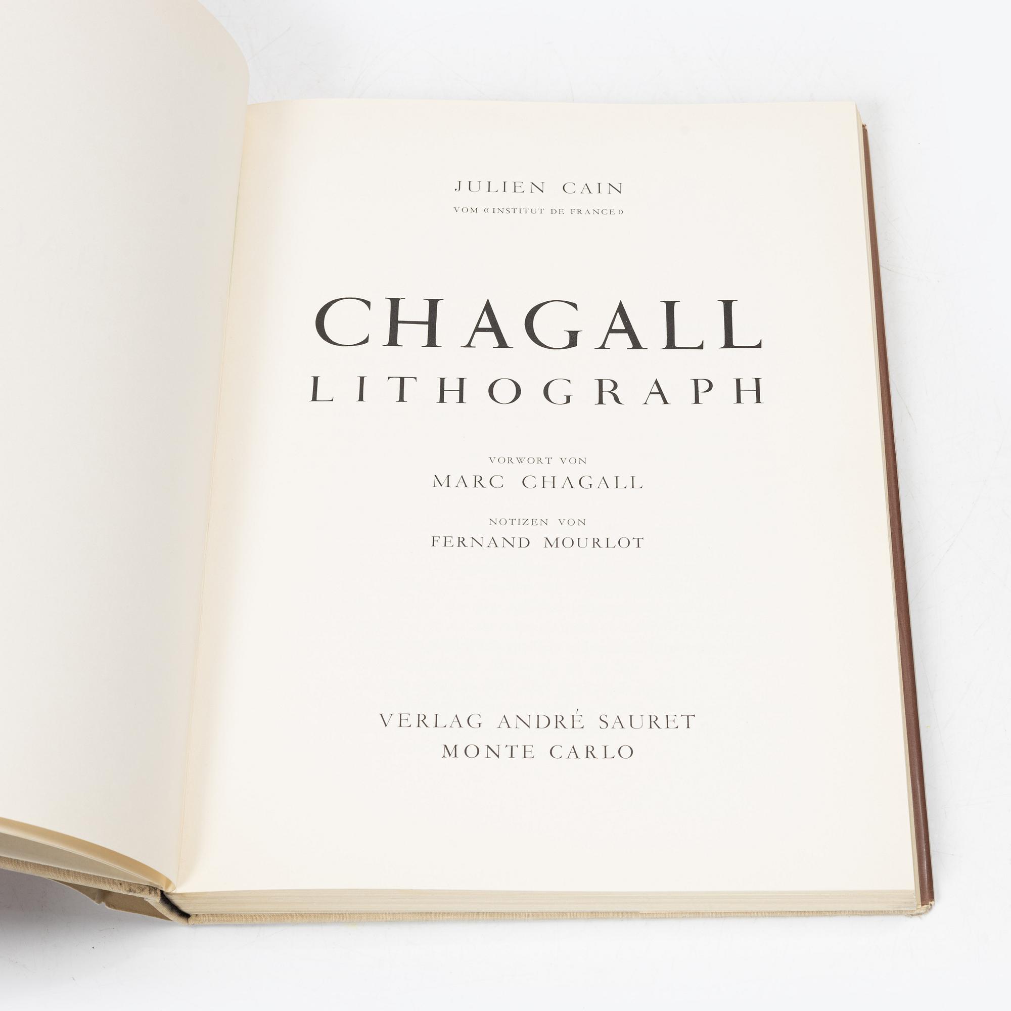 Marc Chagall, böcker, 6 st, "Chagall Lithographe I-VI, 1922-1985", Fernand Mourlot.