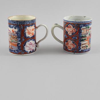 MUGGAR, 2 st, porslin, Kina, 1700-tal.