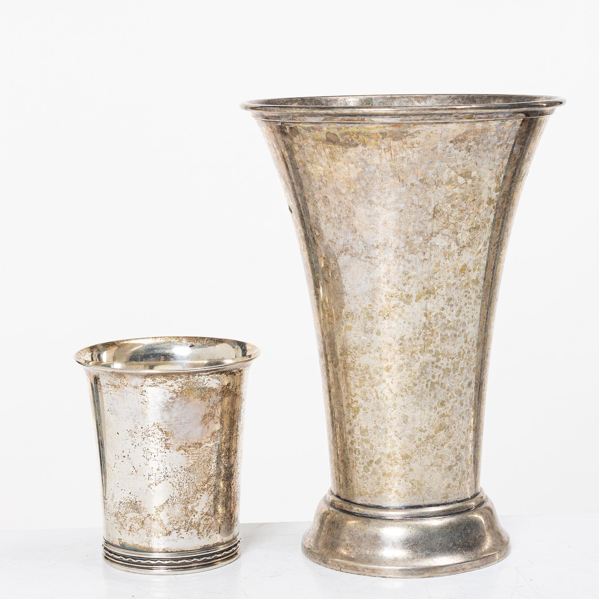 Two Swedish silver beakers, Stockholm 1930s.