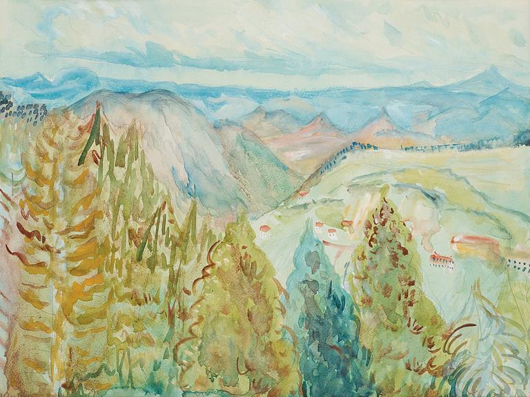 SIGRID HJERTÉN. Akvarell. Signerad Hjertén.