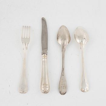 A Swedish Silver Cutlery, "Gammal Fransk", mark of Eskilstuna Matsilver Ab, Eskilstuna 1995 (30 pieces).