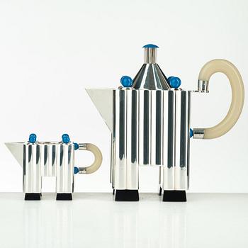 Michael Graves, a five pieces sterling tea- and coffee service, limited edition by Alessi, Italy 1985.