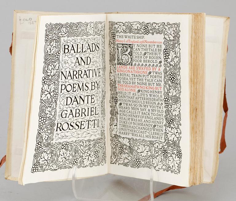 BOK, "Ballads and narrative poems" av Dante Gabriel Rossetti, William Morris, Kelmscott Press 1893.