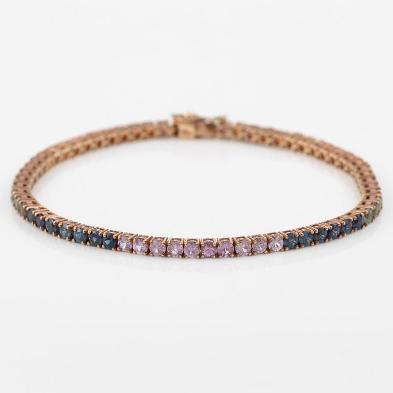 Bracelet, 18K rose gold with multi-coloured sapphires.