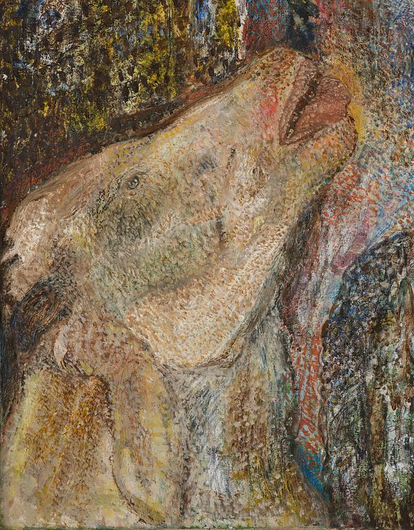 Jayashree Chakravarty, "Affection", signed and dated 1987 verso.