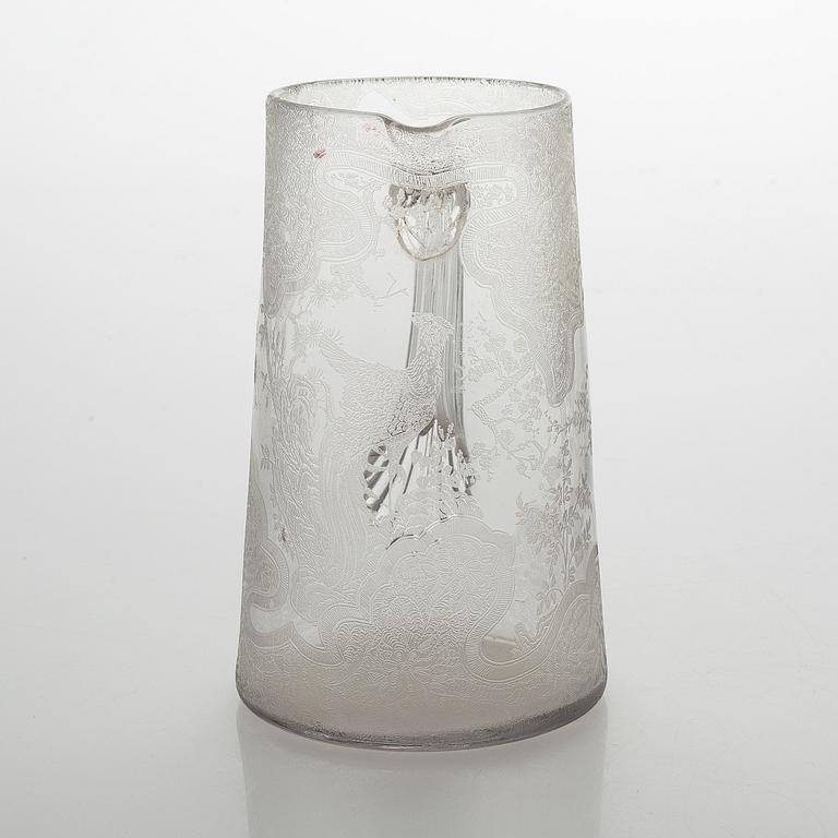 Kanna och 5 dricksglas, glas.