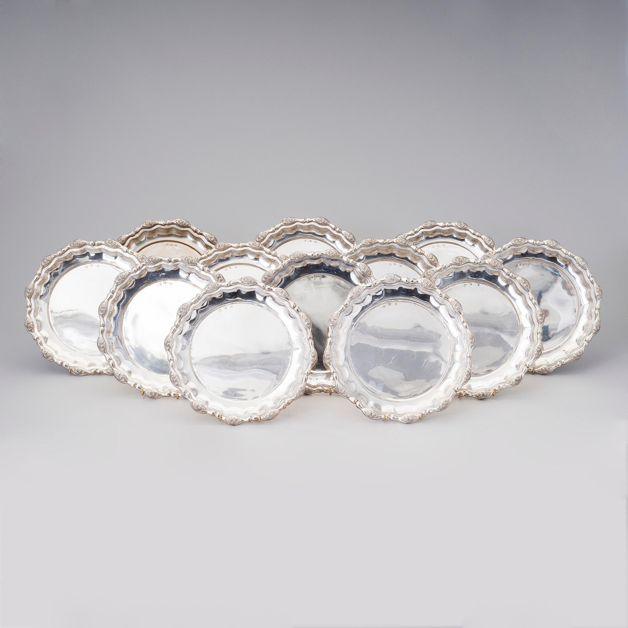 KUVERTTALRIKAR, 12 ST, silver, Wien 1825, Österike-Ungern, total vikt ca 5836 g.