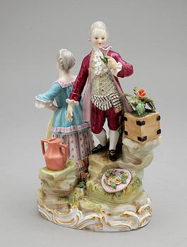FIGURINPAR, porslin, Meissen, cirka 1850-tal.