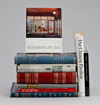 PARTI BÖCKER, 10 st, mest arkitektur och heminredning, bla "1700-tal Tanke och form i rokokon", Nationalmuseum 1979.