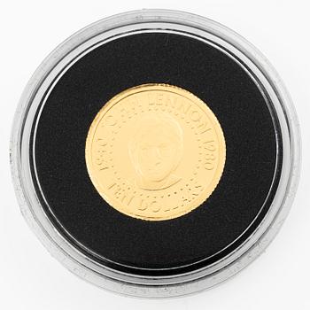 Gold coin, 24 carat, “John Lennon”, 10 Solomon Islands dollars, 2005.