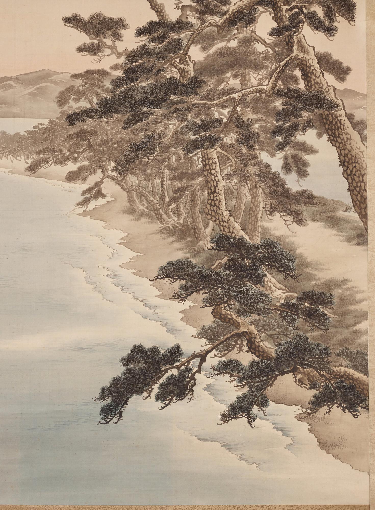 A large Japanese kakiemono, 20th Century. Signed Kawabata