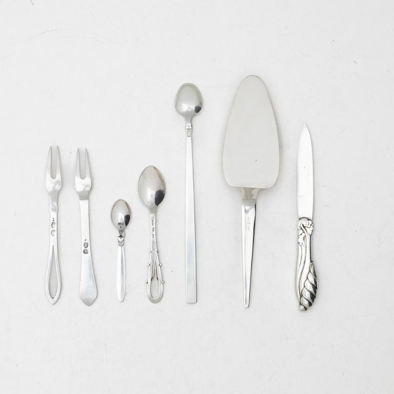 A collection of modern silver flat ware, including Georg Jensen, 20th century.