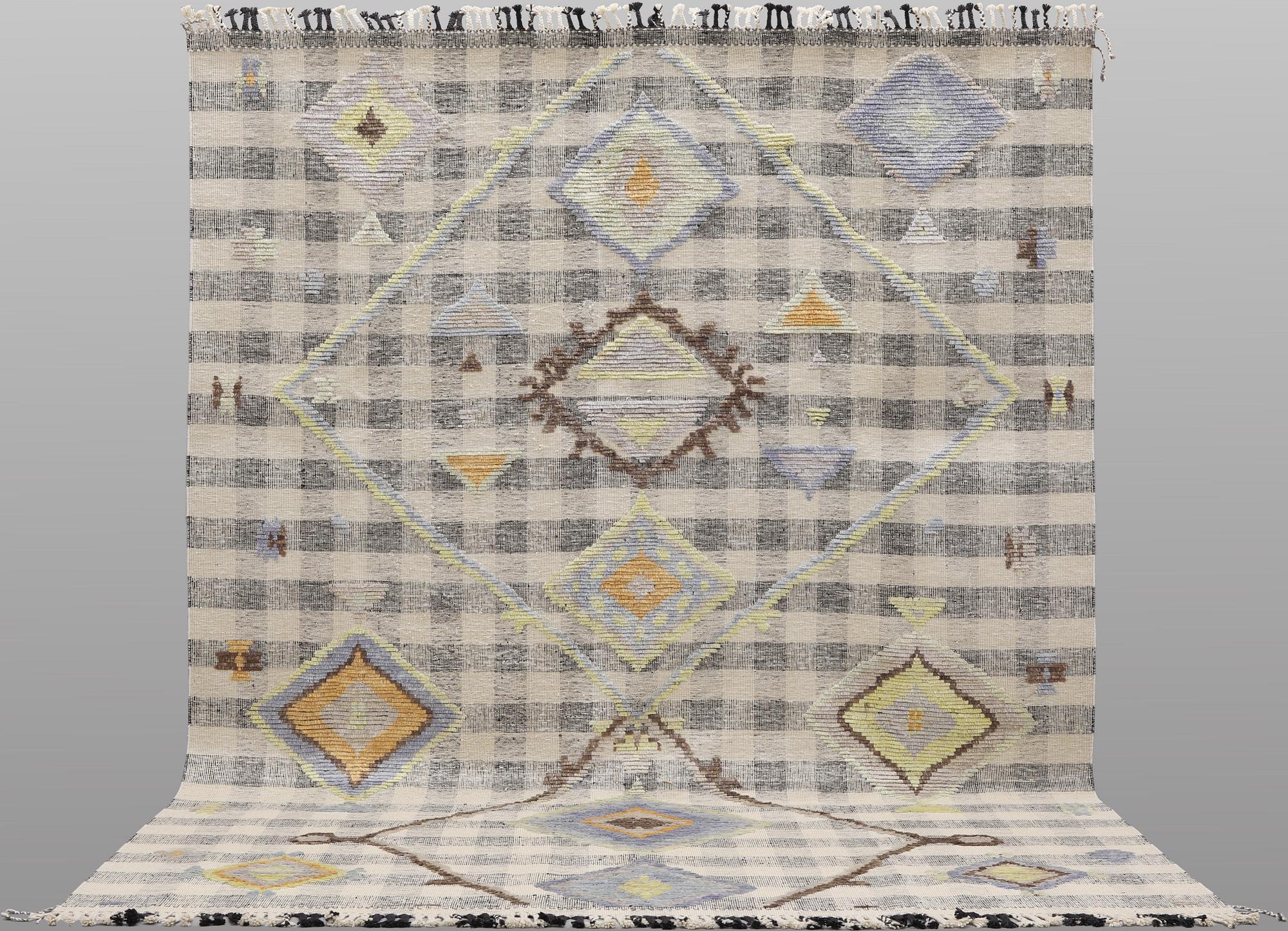 A kilim carpet with relief, 361 x 273 cm.