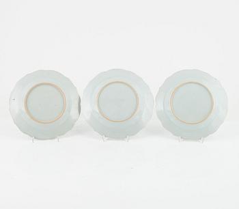 Tallrikar, 9 st, porslin, Kina, Qianlong 1736-95.