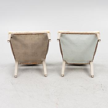 A pair of Gustavian style armchairs, early 20th century.